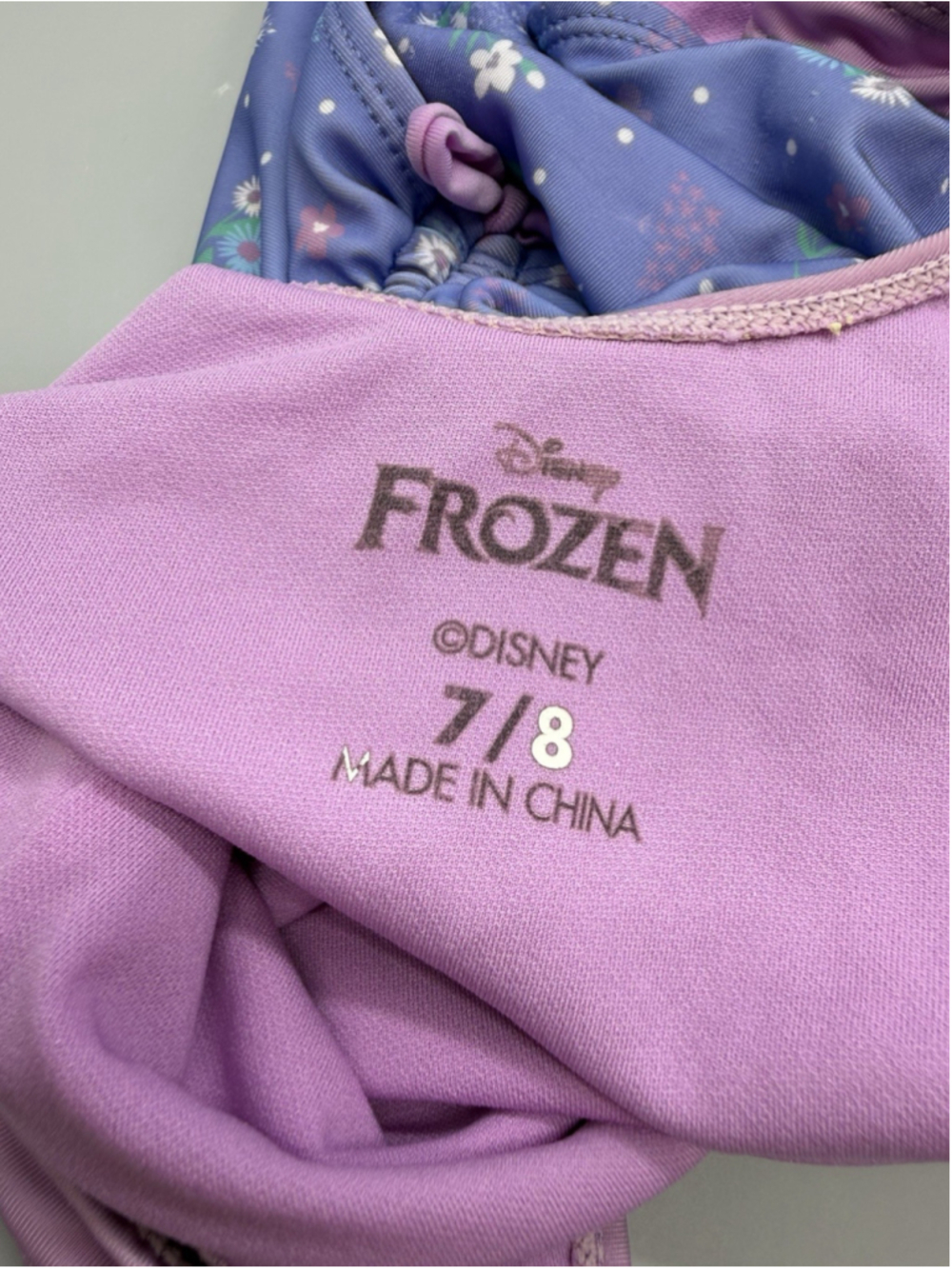 Disney Frozen Elsa Anna Girls 1 Pc Swimsuit 2-Piece Look Peekaboo Waist 7 / 8 - Picture 10 of 11